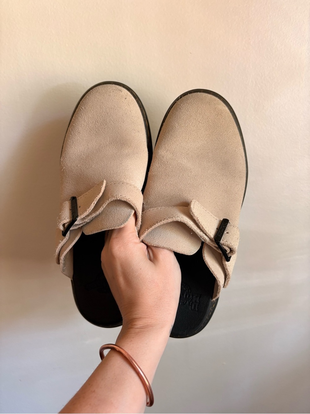 Dr Martens Tan Suede Zebzag Mules Clogs Docs Chunky